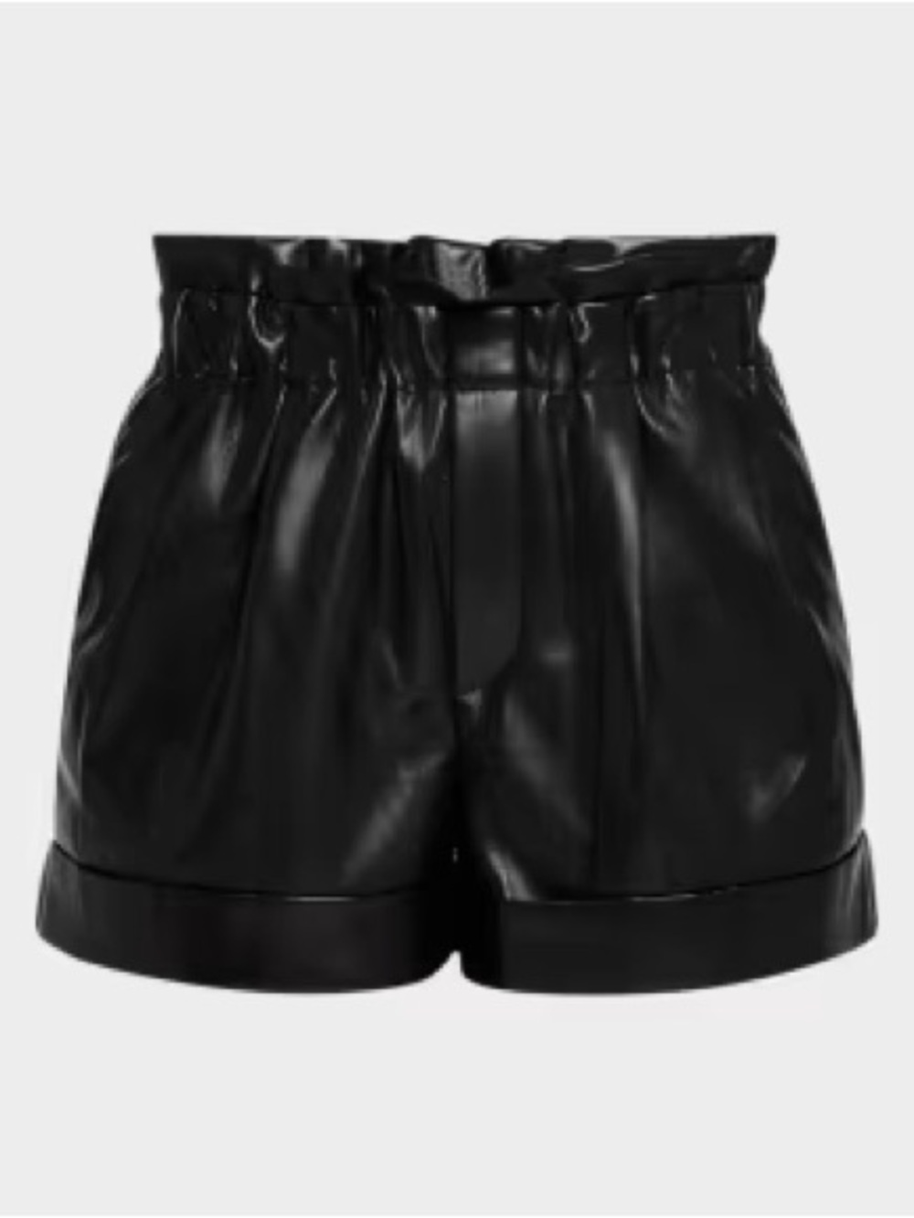 NWT Alice + Olivia Black High-Waist Faux Leather Paperbag Shorts